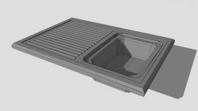 厨房不锈钢单水槽SU模型下载_sketchup草图大师SKP模型