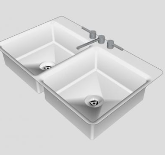 厨房不锈钢双水槽SU模型下载_sketchup草图大师SKP模型