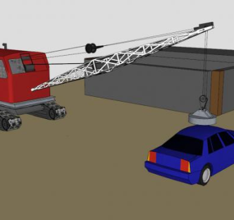 履带吊拖拉机SU模型下载_sketchup草图大师SKP模型