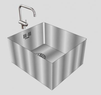 不锈钢单水槽SU模型下载_sketchup草图大师SKP模型