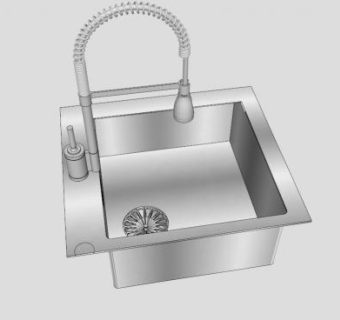 不锈钢龙头水槽套装SU模型下载_sketchup草图大师SKP模型