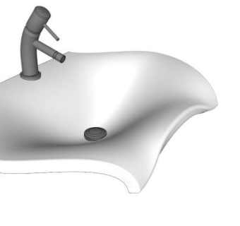 波浪边陶瓷台盆SU模型下载_sketchup草图大师SKP模型