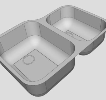 下置式异形双盆水槽SU模型下载_sketchup草图大师SKP模型