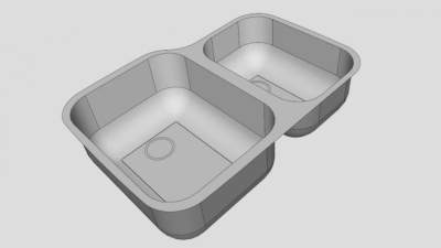 下置式异形双盆水槽SU模型下载_sketchup草图大师SKP模型