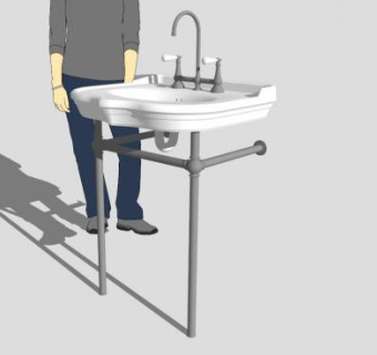 洗脸盆铜管支架SU模型下载_sketchup草图大师SKP模型