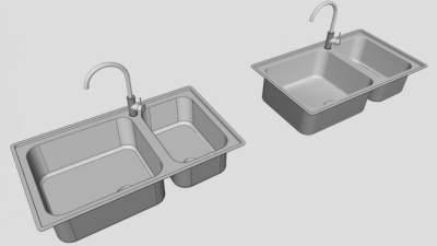 不锈钢大小星盆SU模型下载_sketchup草图大师SKP模型