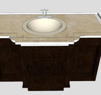 欧式台下盆浴室柜SU模型下载_sketchup草图大师SKP模型
