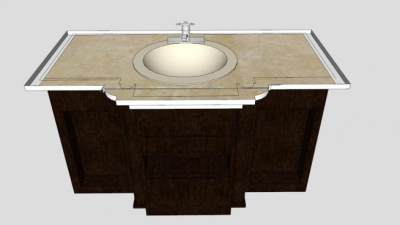 欧式台下盆浴室柜SU模型下载_sketchup草图大师SKP模型