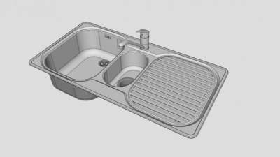 沥水板异形双盆水槽SU模型下载_sketchup草图大师SKP模型