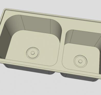 不锈钢异形双盆水槽SU模型下载_sketchup草图大师SKP模型