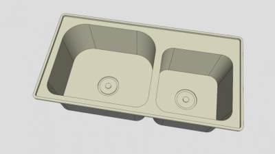 不锈钢异形双盆水槽SU模型下载_sketchup草图大师SKP模型