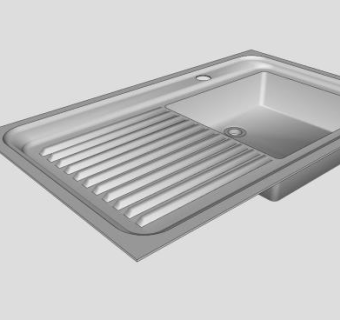 不锈钢沥水板单水槽SU模型下载_sketchup草图大师SKP模型