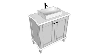 台上盆一体柜SU模型下载_sketchup草图大师SKP模型