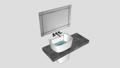 简约洗漱台盆组合SU模型下载_sketchup草图大师SKP模型