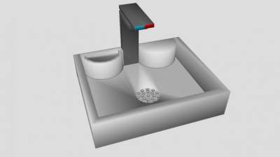 冷热龙头台盆SU模型下载_sketchup草图大师SKP模型
