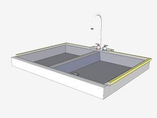 现代化厨房水槽SU模型下载_sketchup草图大师SKP模型