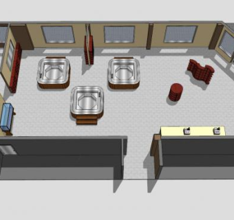 智能工装沙龙展示洗发台SU模型下载_sketchup草图大师SKP模型