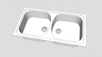 厨房双盆洗涤槽SU模型下载_sketchup草图大师SKP模型