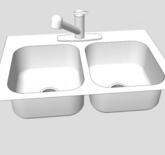 带水龙头的厨房水槽SU模型下载_sketchup草图大师SKP模型