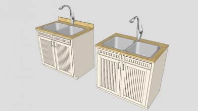 双水槽橱柜SU模型下载_sketchup草图大师SKP模型