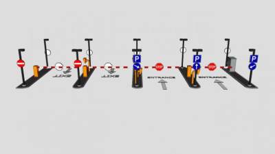 大型停车场出入口SU模型下载_sketchup草图大师SKP模型