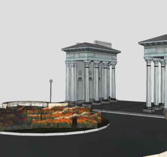 环球公园旧门SU模型下载_sketchup草图大师SKP模型