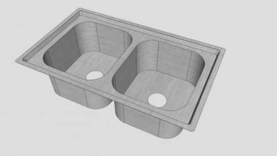 工厂厨房双水槽SU模型下载_sketchup草图大师SKP模型