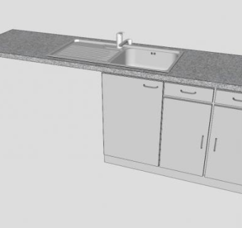 厨房厨台柜水槽SU模型下载_sketchup草图大师SKP模型