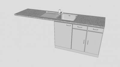 厨房厨台柜水槽SU模型下载_sketchup草图大师SKP模型