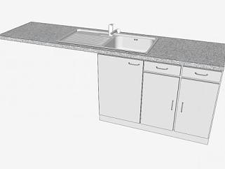 厨房厨台柜水槽SU模型下载_sketchup草图大师SKP模型