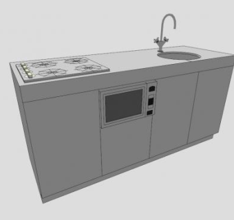 橱柜组合SU模型下载_sketchup草图大师SKP模型