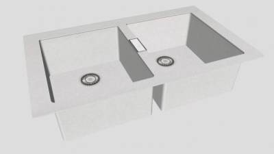 弗兰卡厨房双水槽SU模型下载_sketchup草图大师SKP模型