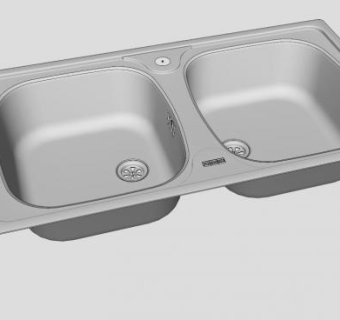 弗兰卡厨房双盆水槽SU模型下载_sketchup草图大师SKP模型