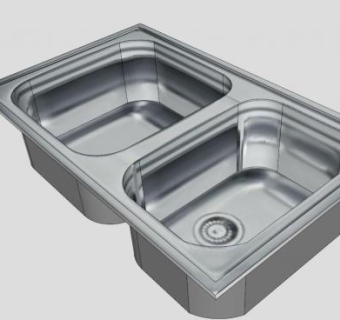 不锈钢双槽厨房水槽SU模型下载_sketchup草图大师SKP模型