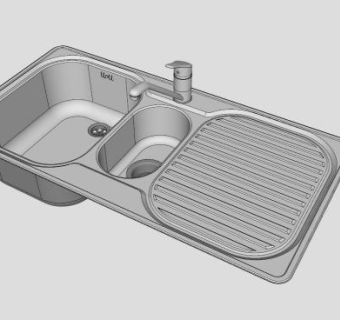 厨房龙头双水槽SU模型下载_sketchup草图大师SKP模型