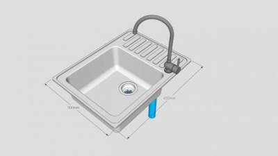 龙头水槽和排水管SU模型下载_sketchup草图大师SKP模型