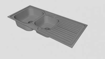 不锈钢双槽厨盆SU模型下载_sketchup草图大师SKP模型