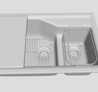 现代简洁搪瓷铸铁厨盆SU模型下载_sketchup草图大师SKP模型