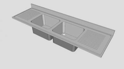 厨房双槽加长款洗菜盆SU模型下载_sketchup草图大师SKP模型