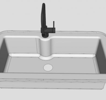 不锈钢单槽厨盆SU模型下载_sketchup草图大师SKP模型