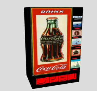可乐手推自动售货机SU模型下载_sketchup草图大师SKP模型