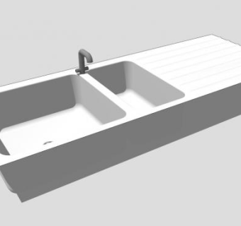 现代厨房双盆水槽SU模型下载_sketchup草图大师SKP模型