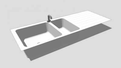 现代厨房双盆水槽SU模型下载_sketchup草图大师SKP模型