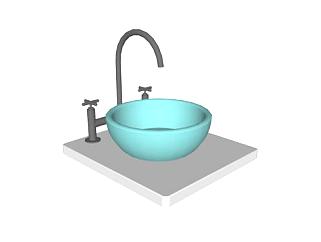 现代碗水槽与水龙头SU模型下载_sketchup草图大师SKP模型