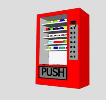 红色饮料自动售货机SU模型下载_sketchup草图大师SKP模型