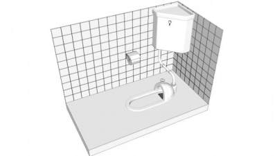 和式冲水箱厕所SU模型下载_sketchup草图大师SKP模型