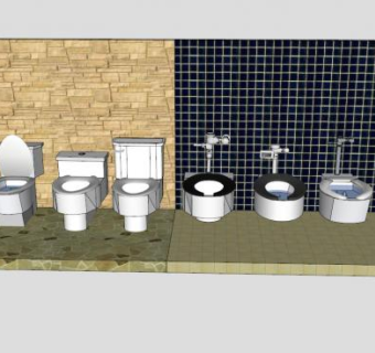 马桶和小便池SU模型下载_sketchup草图大师SKP模型