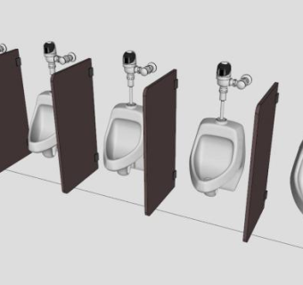 公共厕所隔间小便斗SU模型下载_sketchup草图大师SKP模型