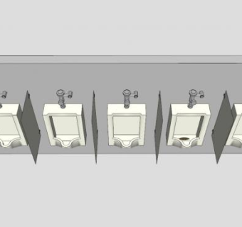 公园公共小便斗SU模型下载_sketchup草图大师SKP模型