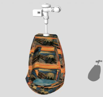 现代家用挂式小便斗SU模型下载_sketchup草图大师SKP模型